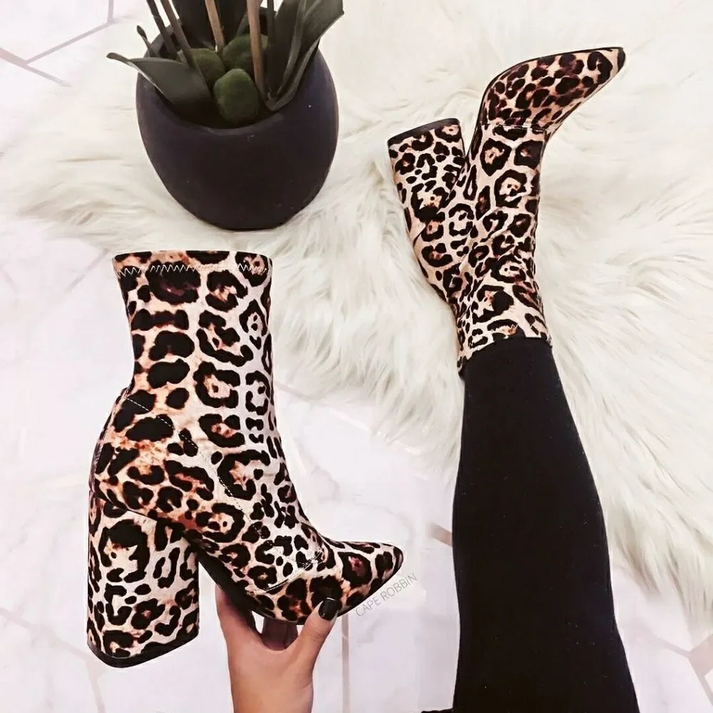 Faux Suede Leopard Booties